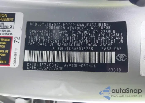 2010 Toyota Camry Le из США, поврежденный, VIN 4T4BF3EK5AR045286